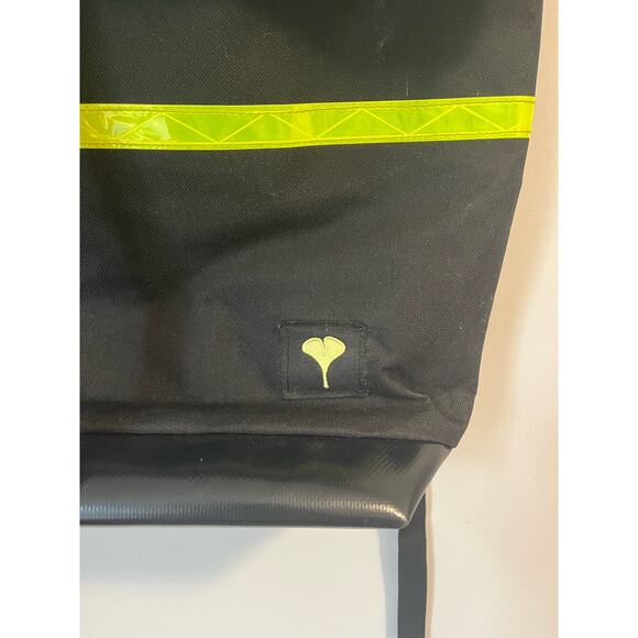 Ginkgo Large Rolltop Backpack Black with Yellow Reflective Stripes Biking Laptop - Picture 5 of 9